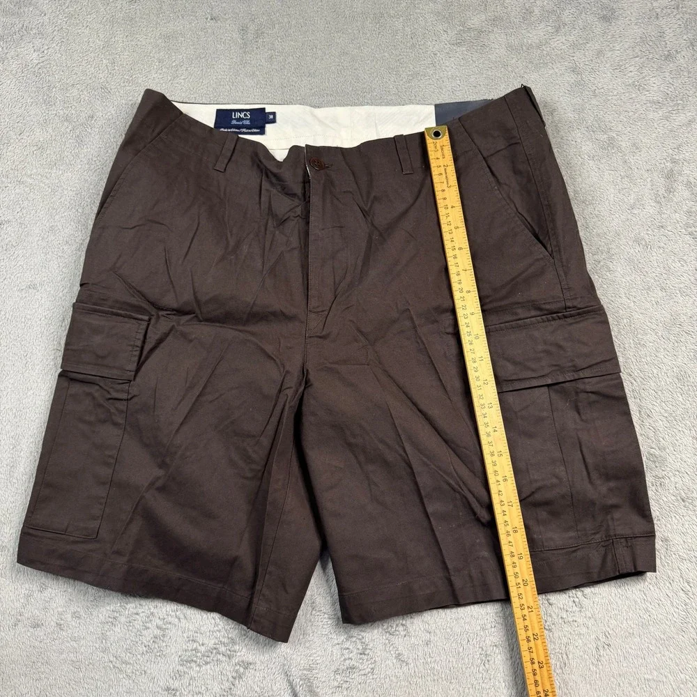 NWT Lincs David Chu Mens Cargo Shorts Brown Size W38in.Cotton Casual Utility‎